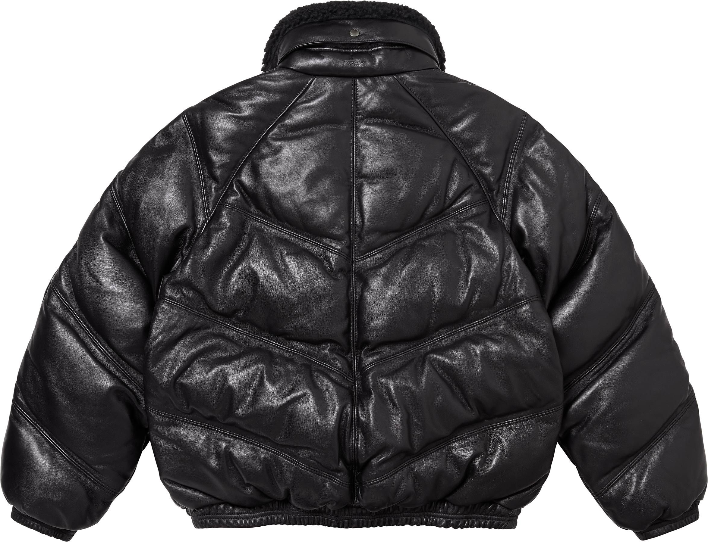 Supreme®/Schott® Chevron Leather Down Puffer Jacket view 3